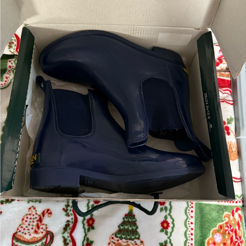 SOLD Lauren Ralph Lauren Navy Chelsea Rain Ankle Boots